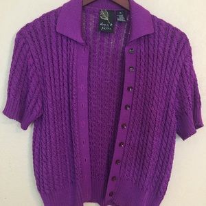Dana B & Karen magenta knit short sleeved cardi m